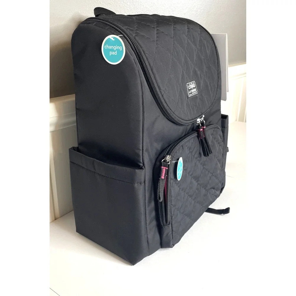 Child of Mine by Carter's Trellis Quilted Diaper Backpack - Black Quilted